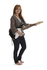 Young rock lady with an electric guitar