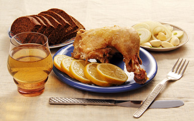 dinner with a glass of wine.