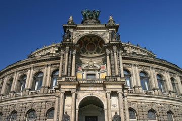 Fototapeta premium Semper Opera house Dresden Germany low angle