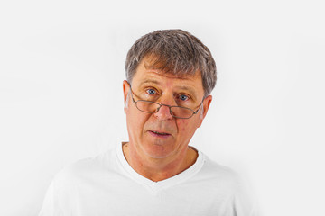 handsome man gesturing with white background