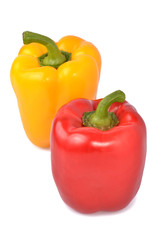 Fresh colored capsicum isolated on white background