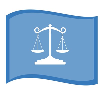 Balance de la Justice dans un drapeau