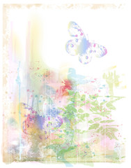 watercolor background with butterflies