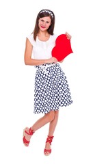 Retro woman with heart