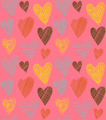 Romatic seamless pattern with colorful hearts