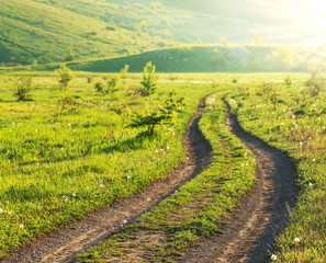 Road in field