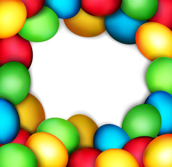 vector background with frame of easter eggs on white background