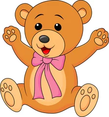 Foto auf Glas Lustiges Baby Bär Cartoon winken © tigatelu