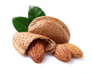 Dried almonds with leaves