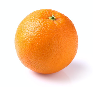 One ripe orange in closeup