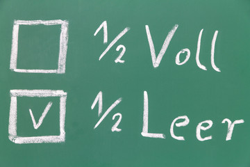 beschriebene Tafel - halb Leer halb Voll