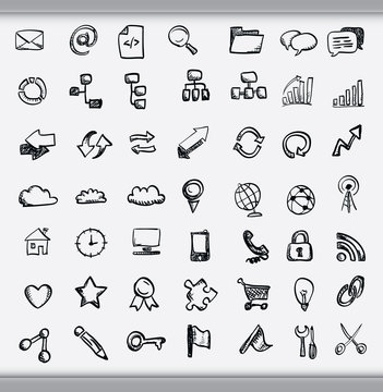 Collection of hand drawn icons