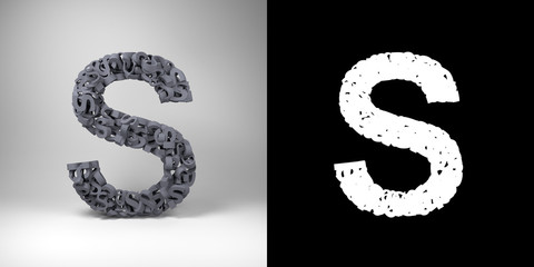 Letter S with alpha matte for easy isolation