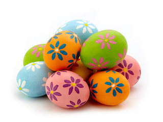 Colorful Easter eggs on white background