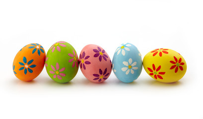Colorful Easter eggs on white background