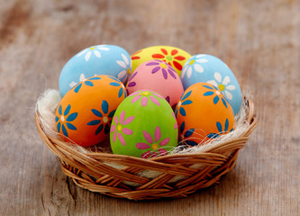 Basket of colorful Easter eggs