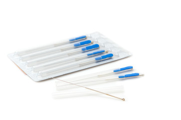 Acupuncture needles on isolate