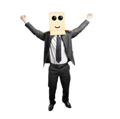 happy man with a box