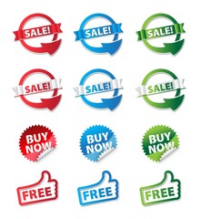 Set of vector stickers and ribbons