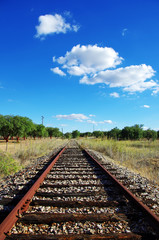 Obraz premium Old railroad at portuguese field