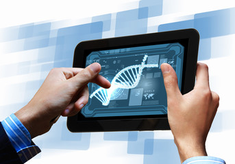 Dna strand On The Tablet Screen