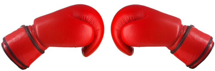 Pair of red leather boxing gloves - 49793243