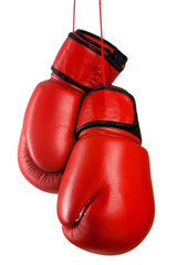 Pair of red leather boxing gloves - 49793298