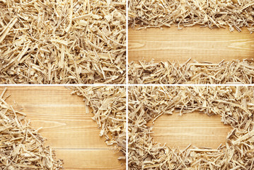Wooden sawdust and shavings backgrounds with space for text
