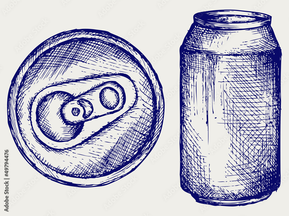 Wall mural beer can. doodle style