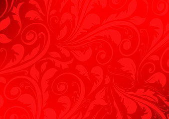 patterns on a red background