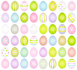 48 Easter Eggs Pattern Pastel Green/Purple/Blue
