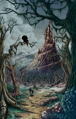 bosque tenebroso de noche