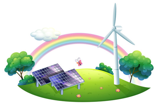 A solar energy and a windmill