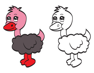 Cute cartoon ostrich