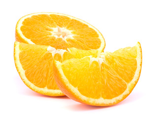 Orange fruit slices on white background