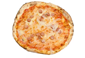 Deurstickers Pizzeria Pizza wurst e cipolle
