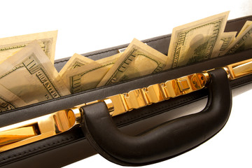 Briefcase with cash With a coded lock