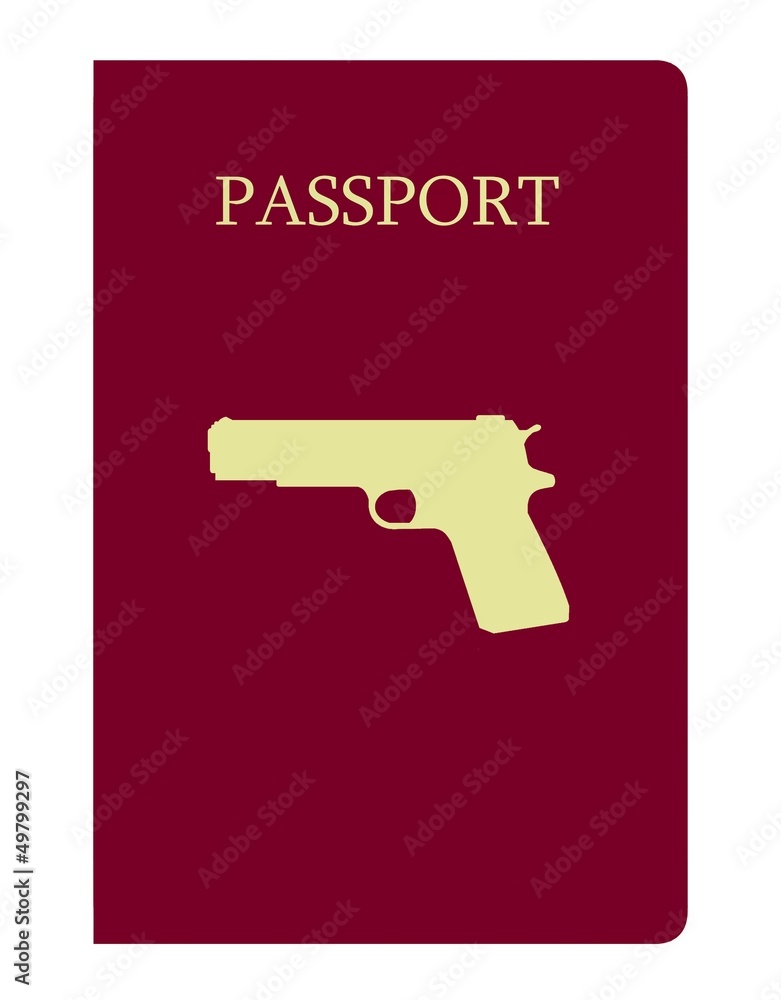 Canvas Prints Pistolet dans un passeport