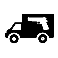 Fototapeta premium Pistolet, arme de poing en livraison dans un camion