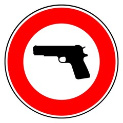 Pistolet, arme de poing dans un panneau