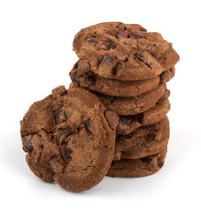 Chocolate chips cookies isolated on white
