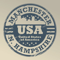 Grunge rubber stamp with name of New Hampshire, Manchester