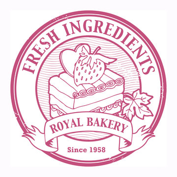 Stamp with cake and the text Fresh Ingredients written inside