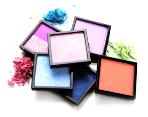 Beautiful bright eye shadows isolated on white