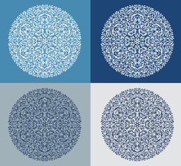 Set of vintage snowflake on blue background vector