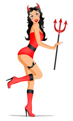 beautiful young girl in a suit devil