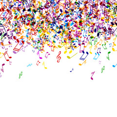 Fototapeta na wymiar Vector Background with Colorful Music notes