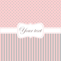 Pink card invitation with polka dots and stripes © darafeja