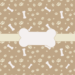 Background with dog paw print and bone