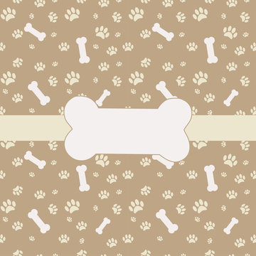 Background With Dog Paw Print And Bone